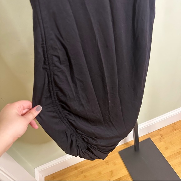 Good American Ruched Midi Dress in Black Size 1 NEW - Picture 12 of 15